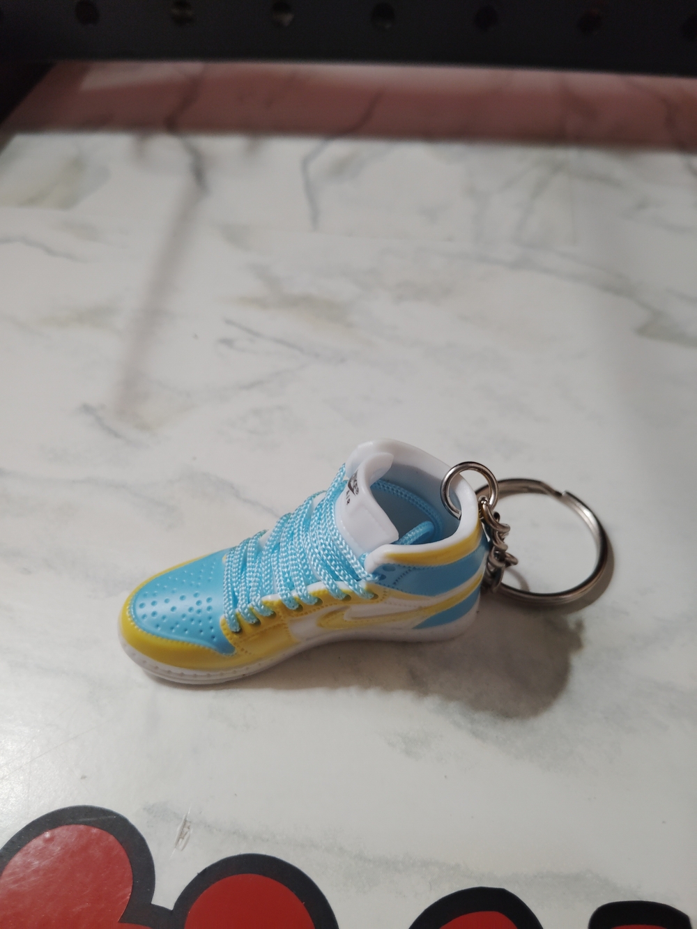 Kids Blue and Yellow Sneaker Keychain - Mini Shoe Accessory